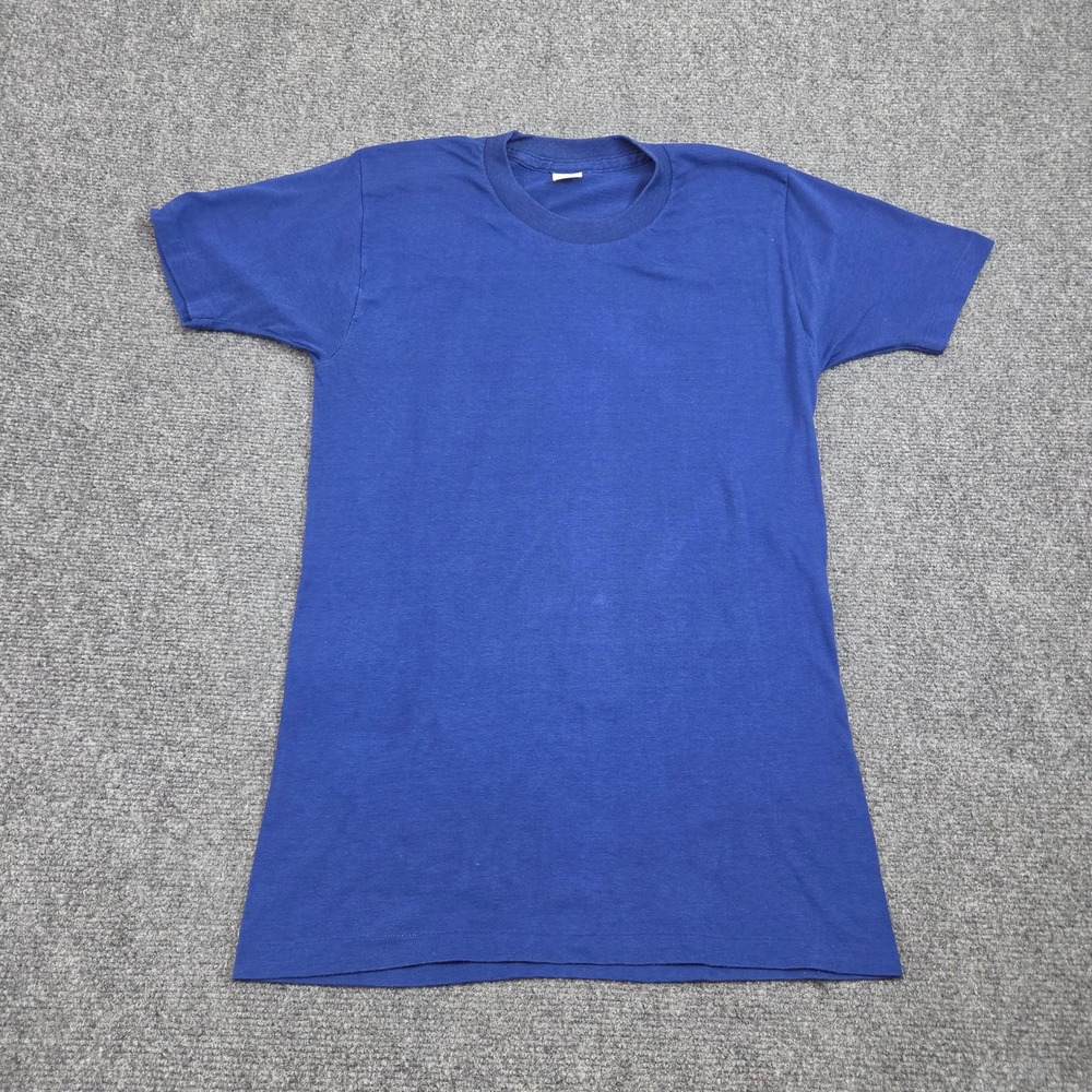 Vintage Jockey Suprel TShirt 38-40 Blue Fits S Single Stitch Made USA Blank 80s